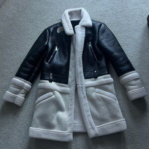 Women's Black and White Shearling Jacket